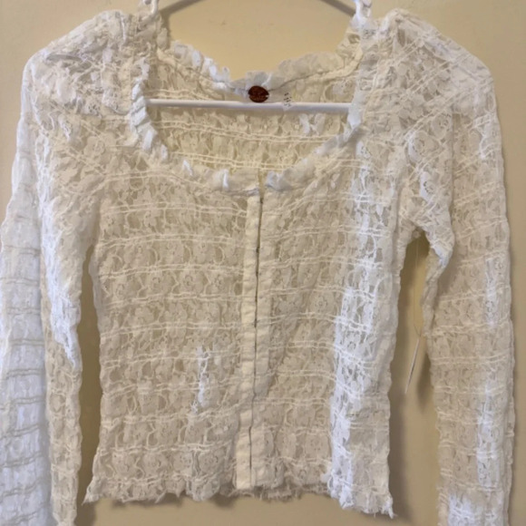 NWT Free People Madison Top - Size Medium - Color : White - Lace - Picture 7 of 11